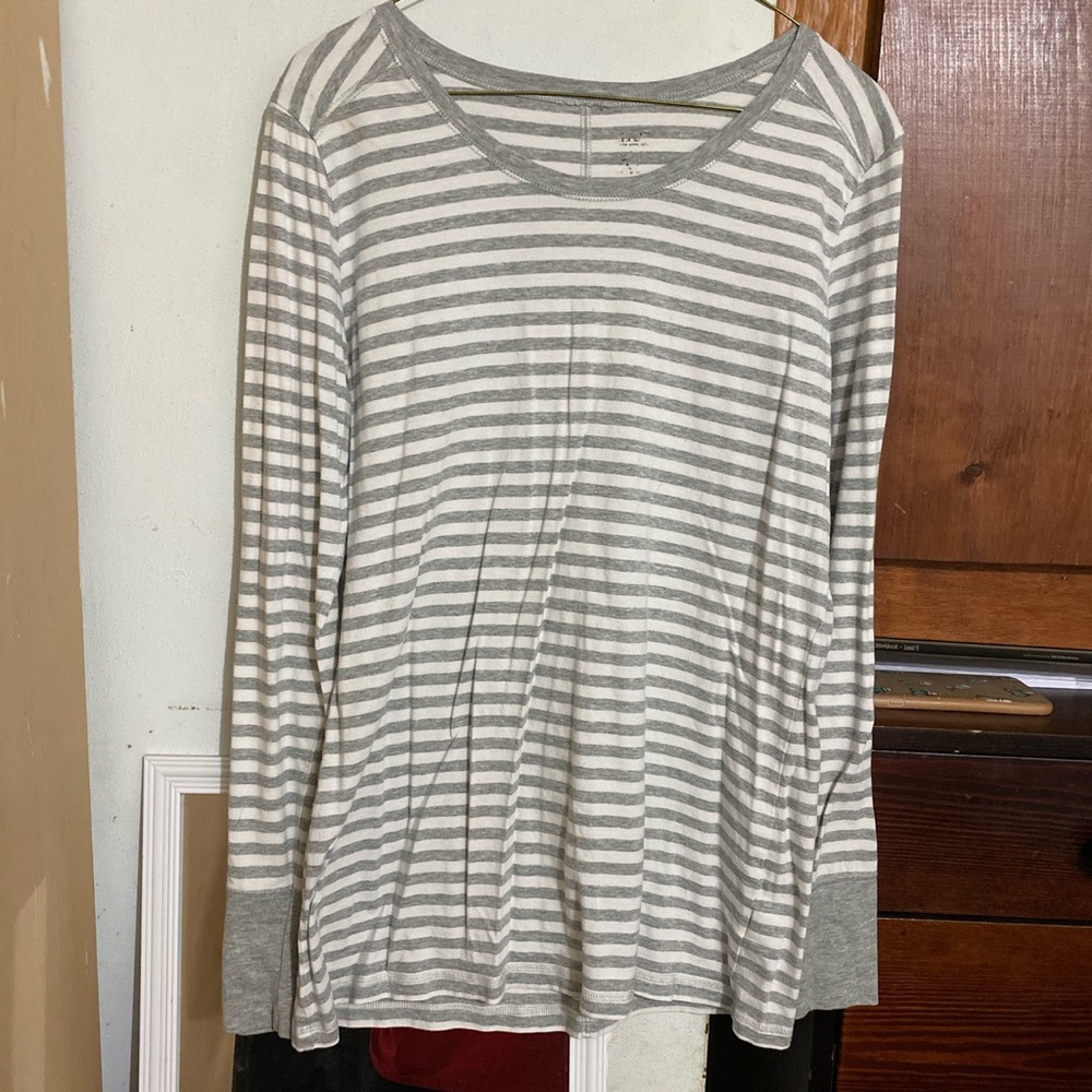 Gray and white striped long sleeve